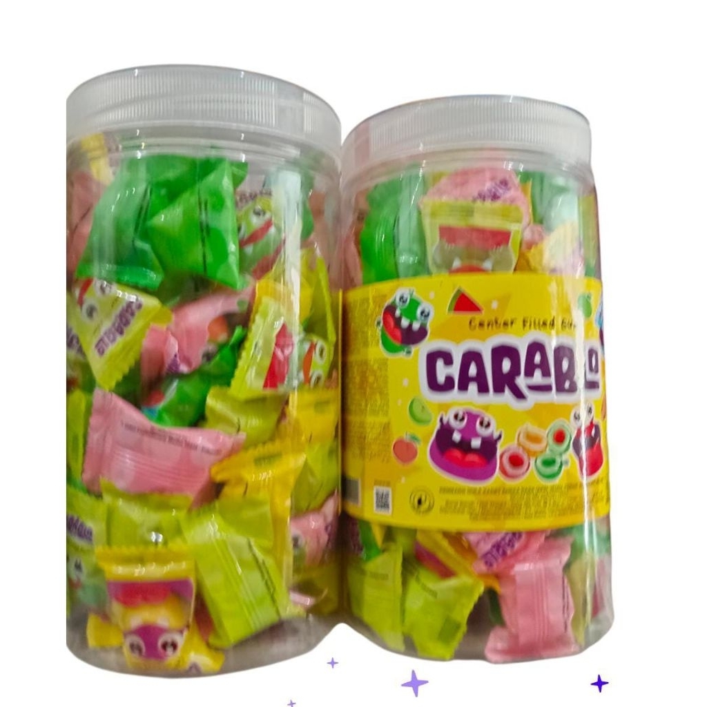 

Center filled gum CARABLO permen lunak kembang gula aneka rasa buah400gr 80 butir