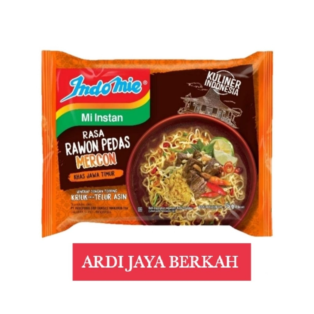

Indomie Mi Instan Rawon Pedas Mercon 75g