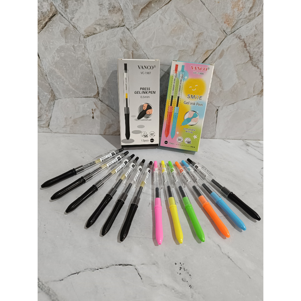 

SELUSIN ( 12 BIJI ) Gel Ink Pen Smile Vanco VC-1986 Gel Ink Pen Press Vanco VC-1987