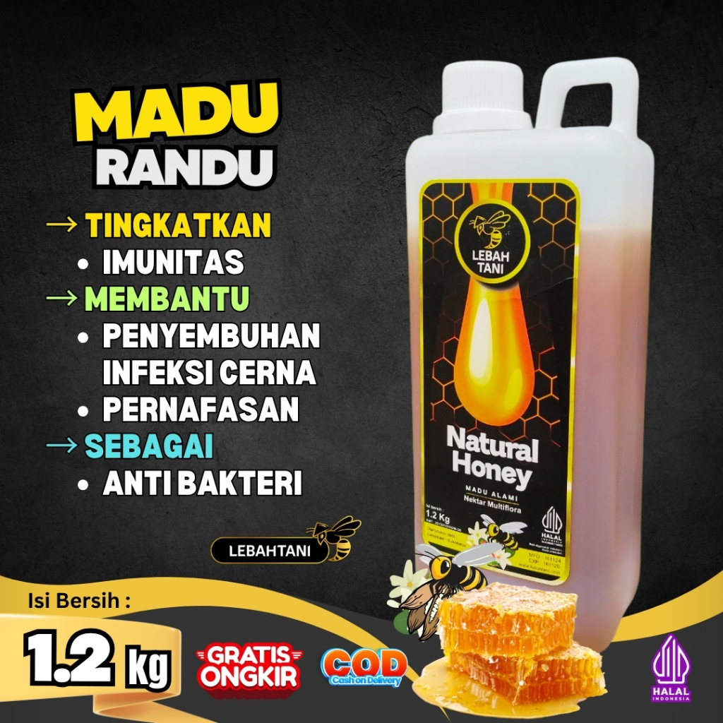 

Madu Asli Randu Lebahtani 1.2 Kg