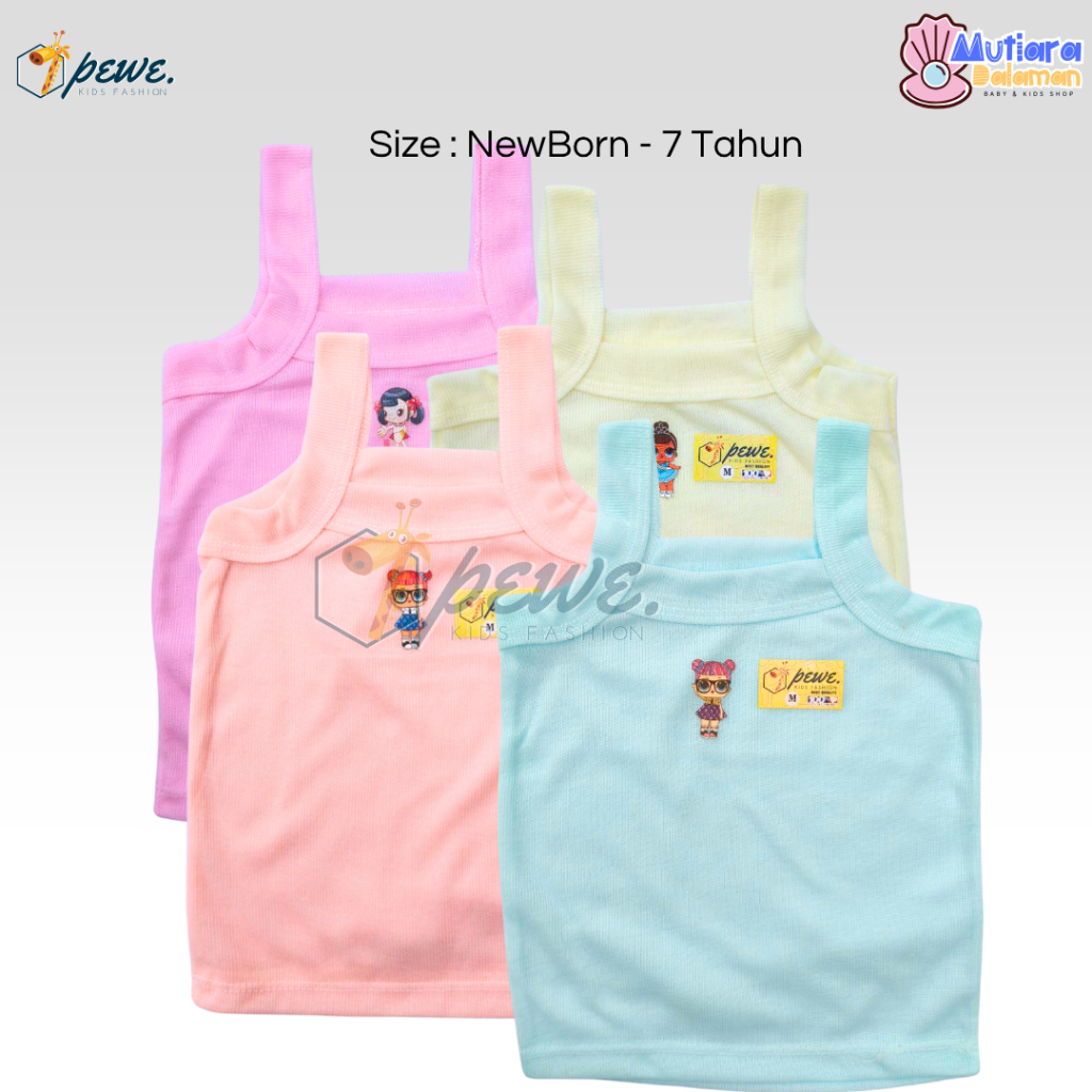 6 pcs tangtop anak perempuan 5 tahun tanpa bolong / tanktop anak karakter bahan halus / tangtop anak