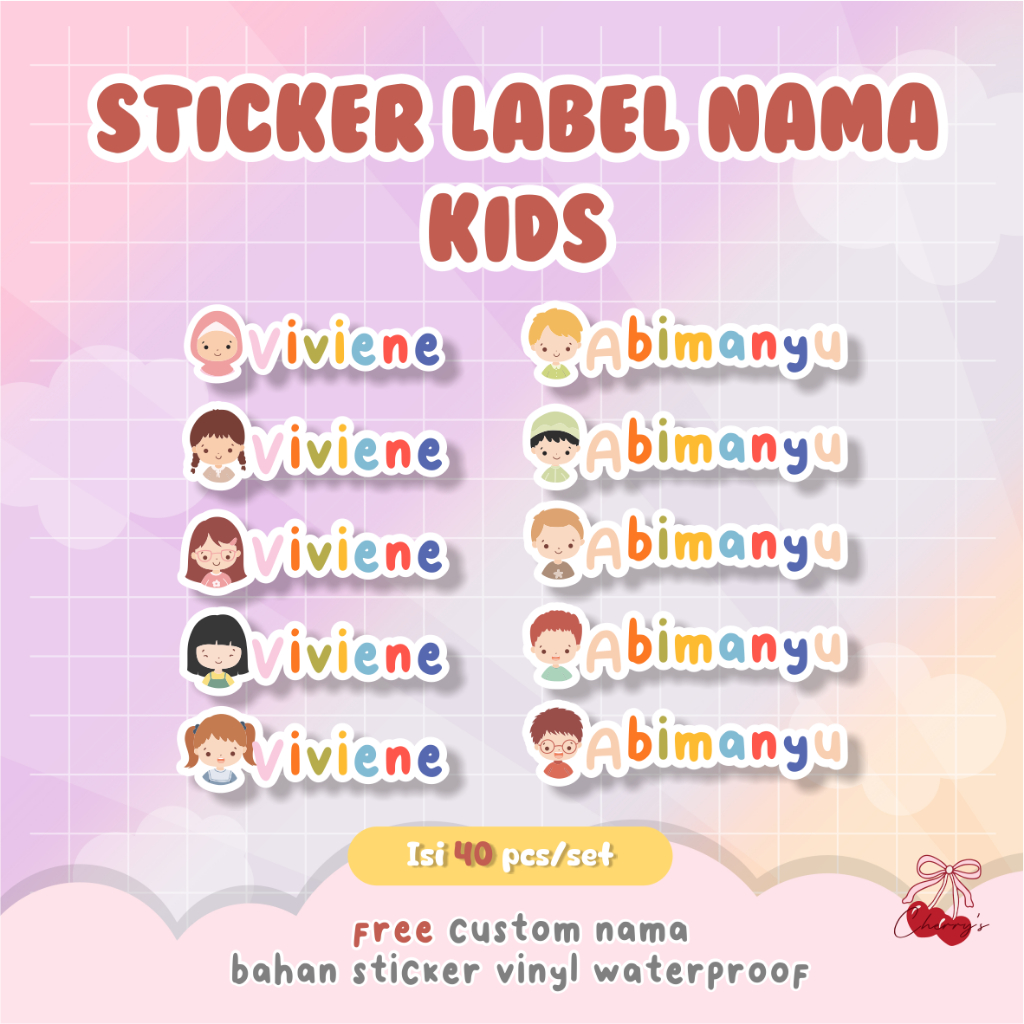 

Sticker Label Nama Custom Boy & Girl Sticker Anak Sticker Label Buku Sticker Waterproof Cewek Cowok