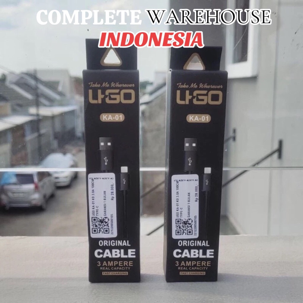 Kabel Data Charger Ugo KA-01 3.0A 100cm Premium Micro dan Type-C - Cable Panjang