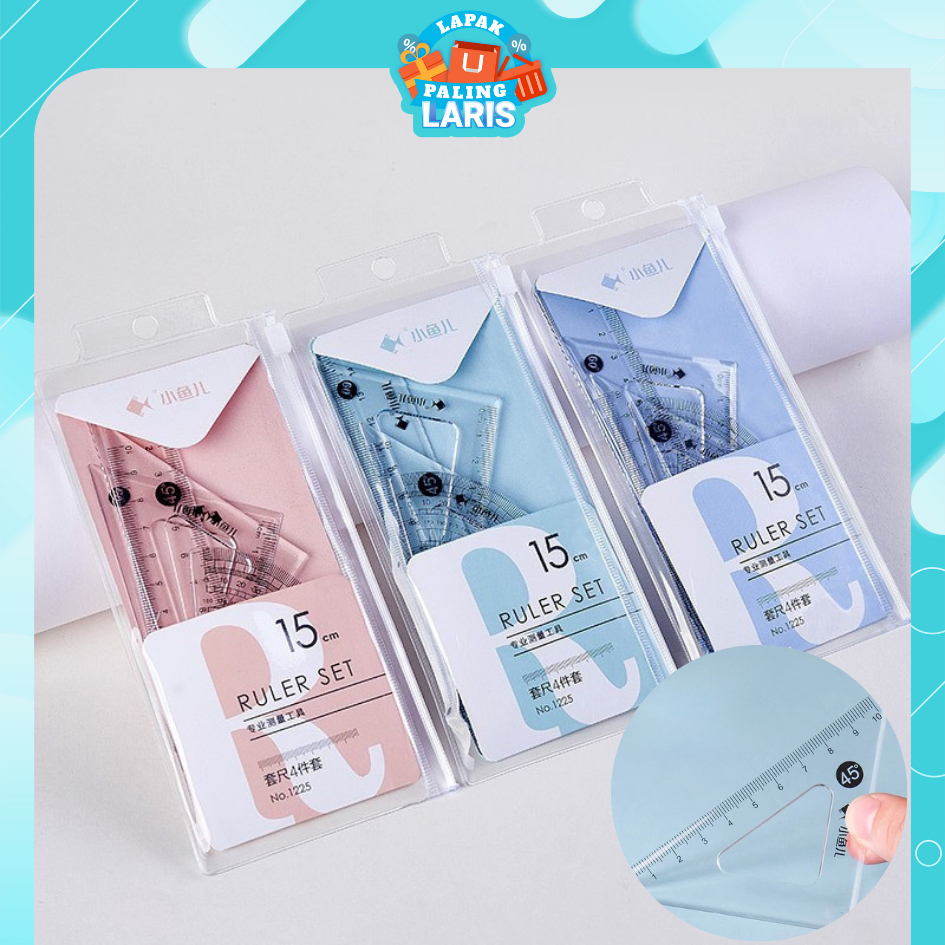 

LPL Penggaris Set 4IN1 15Cm Penggaris Bening Sekolah Isi 4Pcs Lucu Ruller Set Transparant Perlengkapan Sekolah Menggambar Pelajar Mahasiswa Motif Polos Kemasan Ziplock