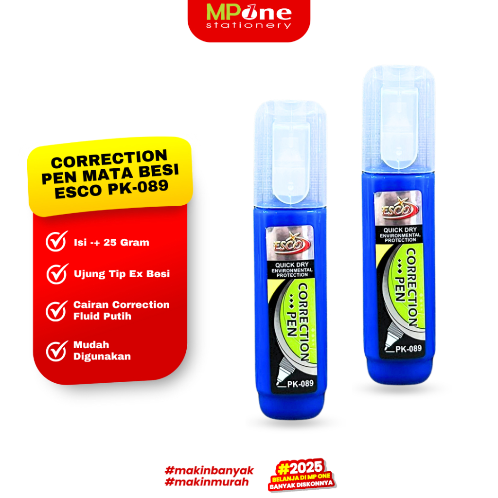 

Esco Correction Pen Mata Besi PK-089 / Tipe-x Cair Liquid Putih ESCO