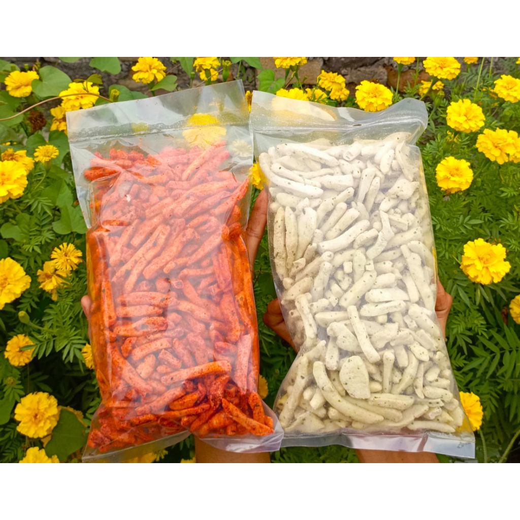 

Basreng mix campur pedas daun jeruk dan original daun jeruk (pedas 500 dan original 500)