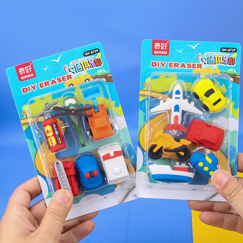 

8729 Set penghapus karakter kendaraan mobil motor vehicle hobi anak laki laki sensory play DIY