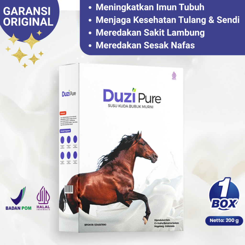 

DUZIPURE Susu Kuda Kolostrum Original Herbal | Obat Tulang & Sendi | Aman Lambung, Ibu Hamil, BPOM