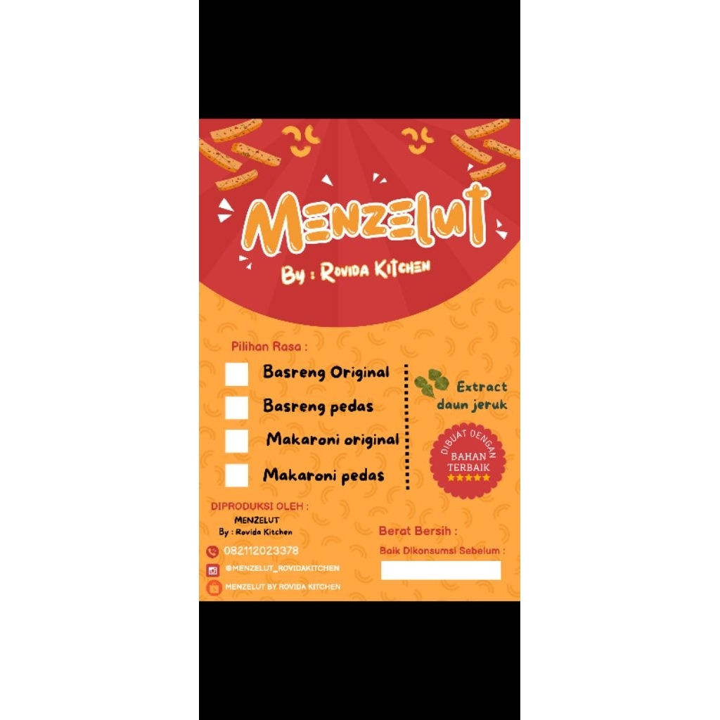 

Basreng/Makaroni daun jeruk original/ pedas 150gram | Basreng/Makaroni Menzelut By Rovida