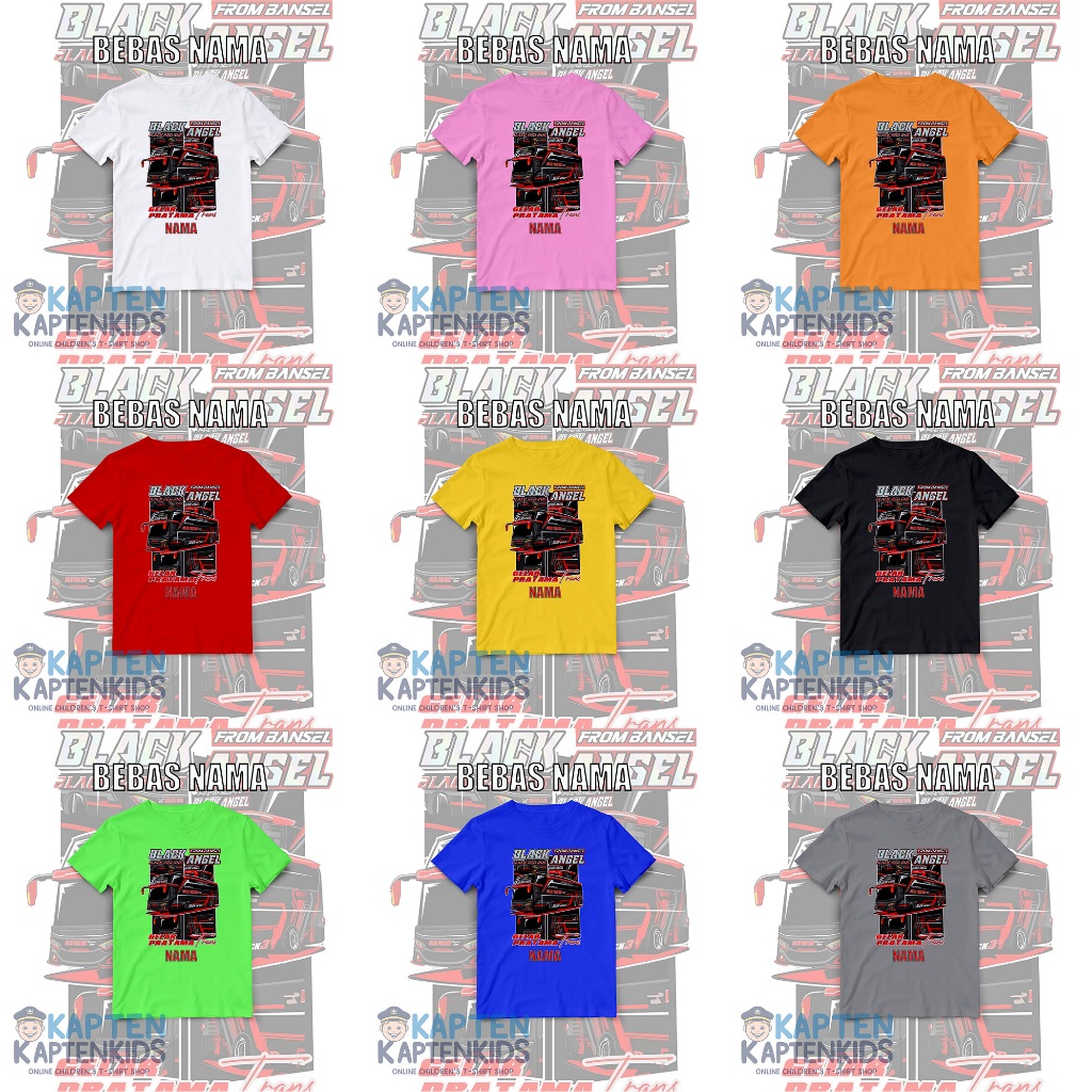 Kaos Anak Bus Telolet Black Angel  Kaos Anak Tema Bus Telolet Keren  Kaos Anak Black Angel Bus Mania