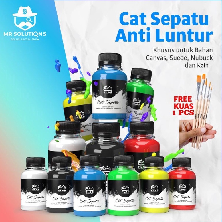 KODE O1Z Cat Sepatu Kanvas Hitam Putih Permanen Anti Luntur Cat Sepatu Kain Canvas Merah Biru Hijau 