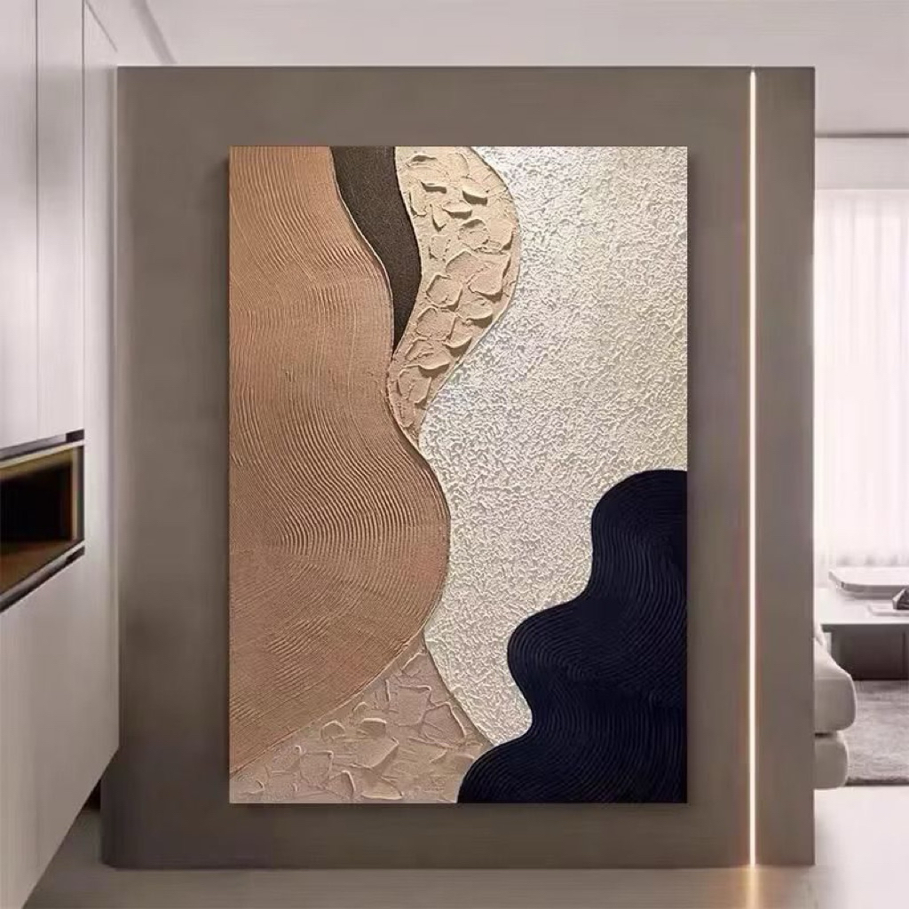 Lukisan Dinding Abstrak Minimalis Tekstur | Lukisan 3D Aesthetid | Lukisan Handmade