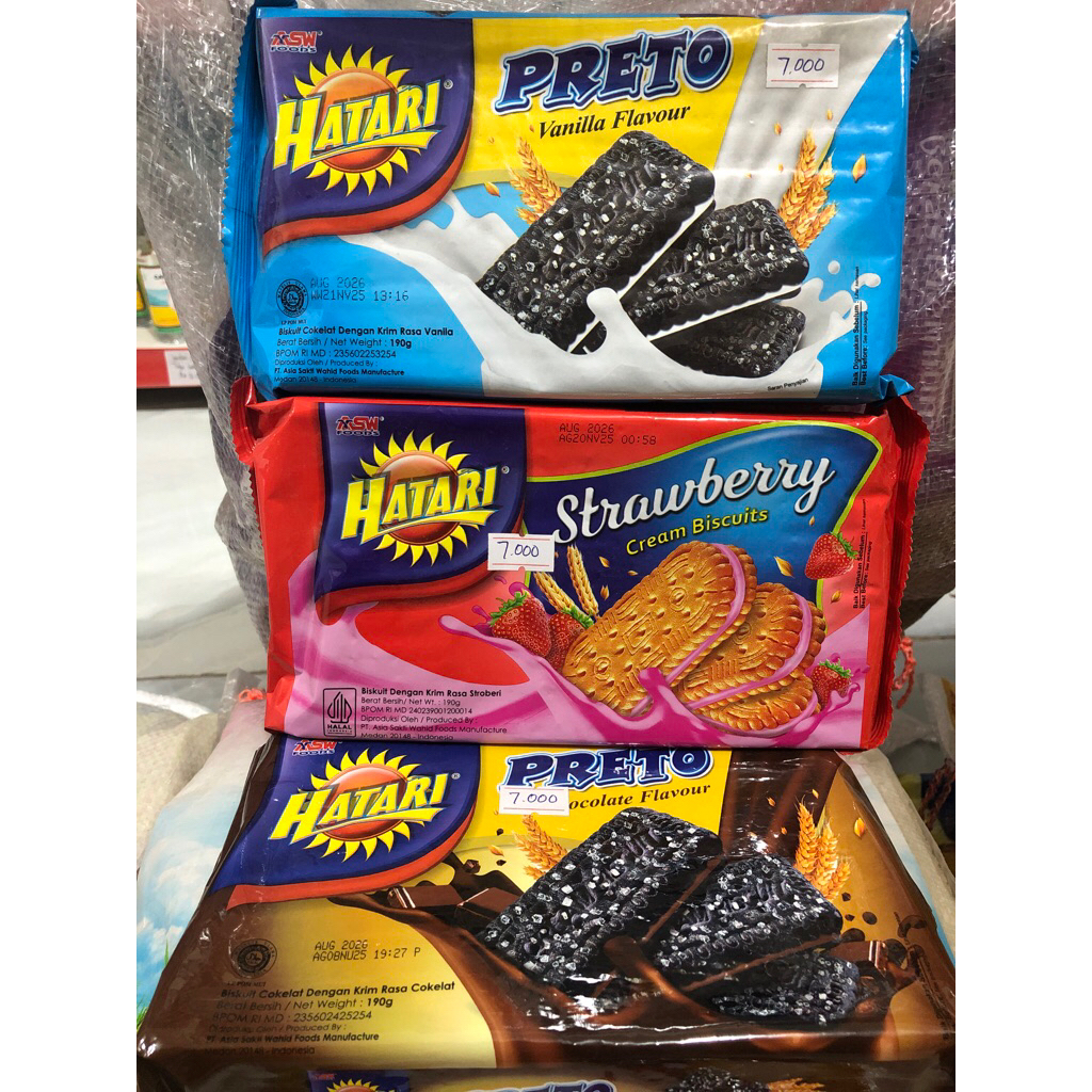 

HATARI PRETO COKELAT/VANILA/STRAWBERRY 190gr