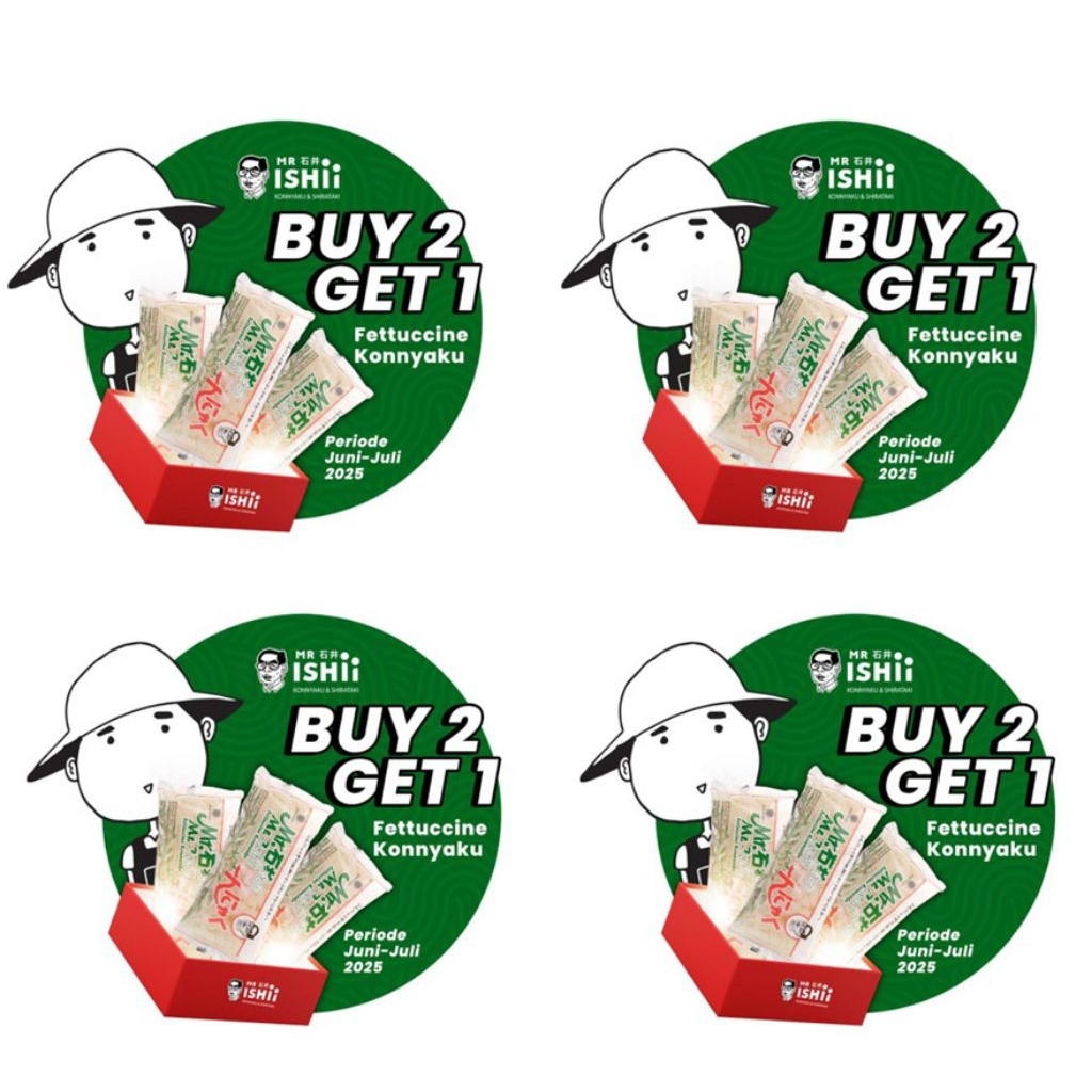 

PROMO BUY 2 GET 1 FREE Fettuccine dan Tsubu Shirataki Basah