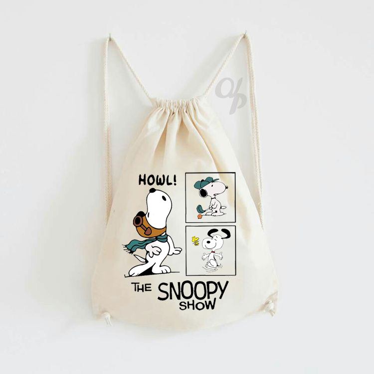 Tas Serut Kanvas Classic New Snoopy / Tas Gendong / hampers anak / Stringbag