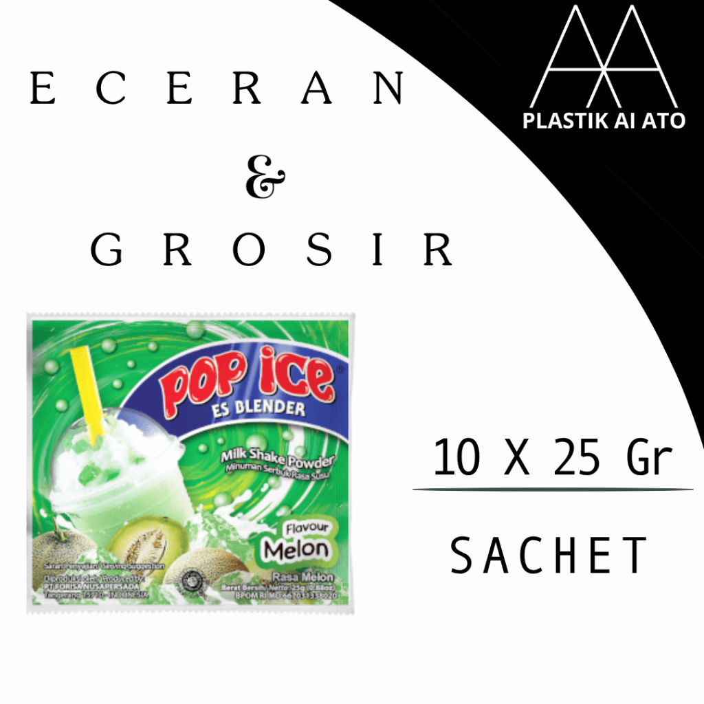 

Pop Ice Milk Shake Powder Avocado 25 gr x 10 sachet / Pop ES buah series / popes alpuket /eceran dan grosir cocok untuk warung/POP ES BLEDER RASA MELON