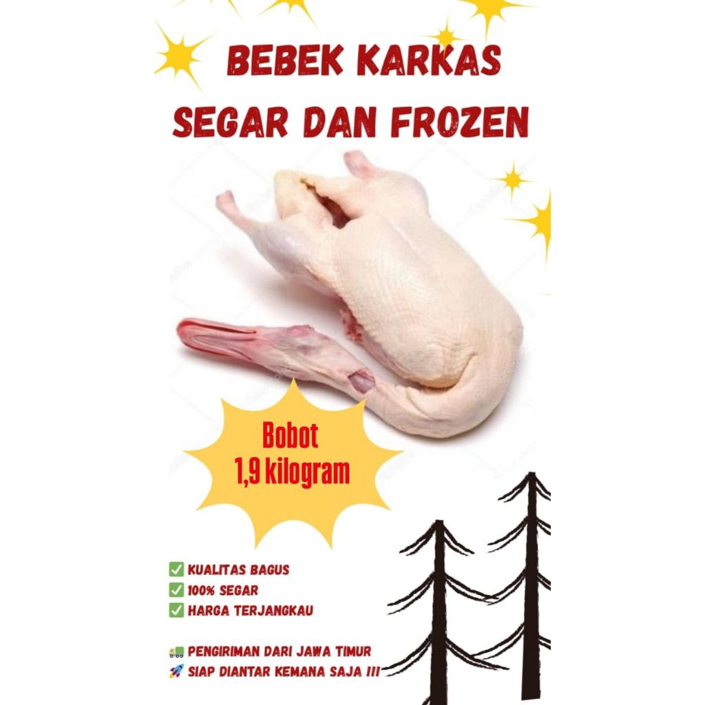 

BEBEK HIBRIDA MUDA FROZEN BOBOT 1,9KILOGRAM BERSIH. FREE HATI, DAN AMPELA