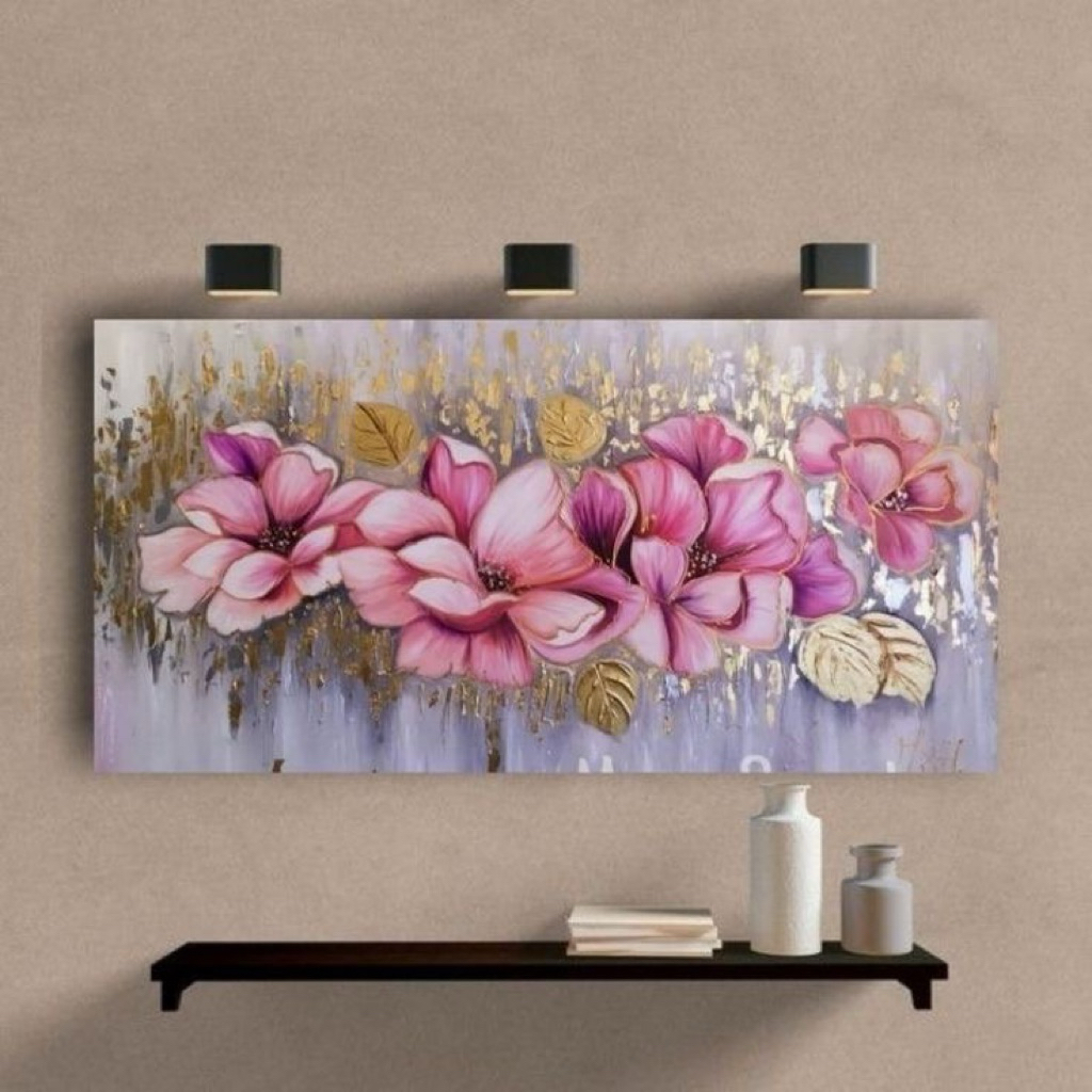 Lukisan bunga kamboja tekstur modern