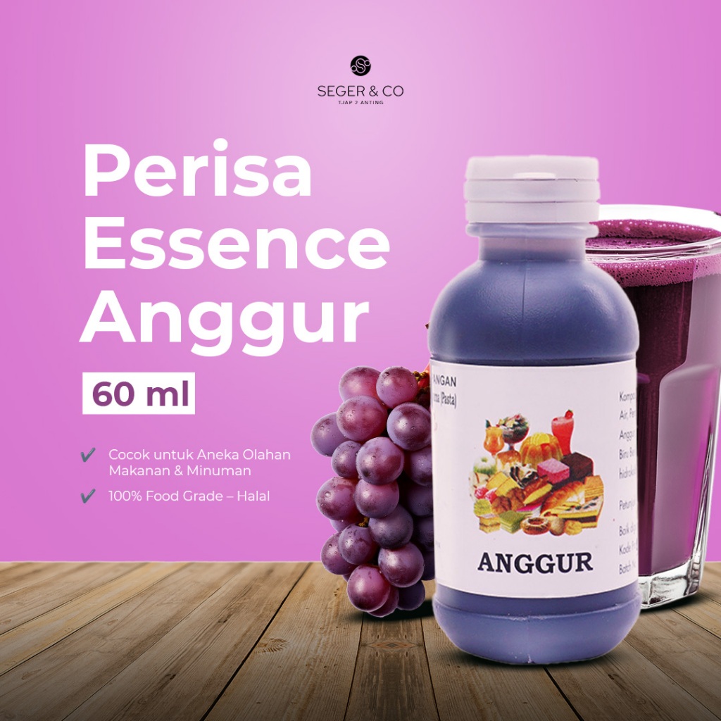 

Seger & Co Anggur Essence Pasta Perisa Makanan 60ml | Bahan Tambahan Pangan Makanan & Minuman Halal Food Grade