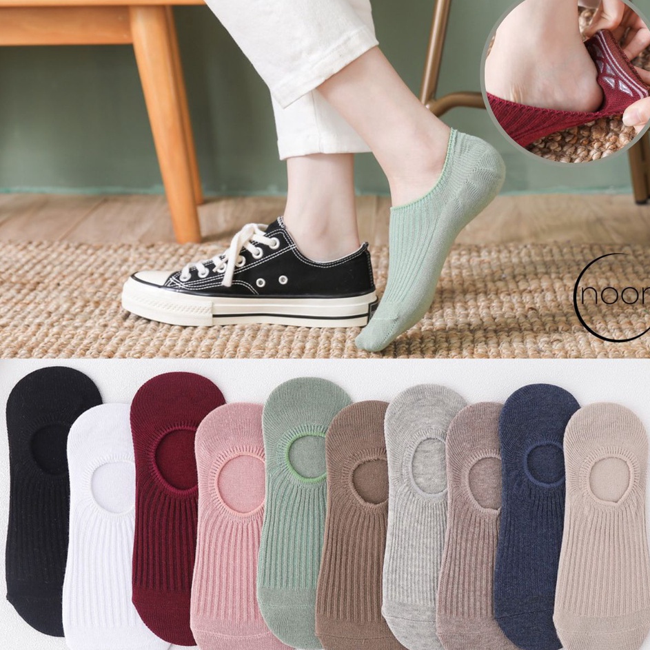 Cod NOON reg Kaos Kaki Putih Pendek Mata Kaki Polos Ankle Socks Sneakers Kerja Gym Sport Badminton V