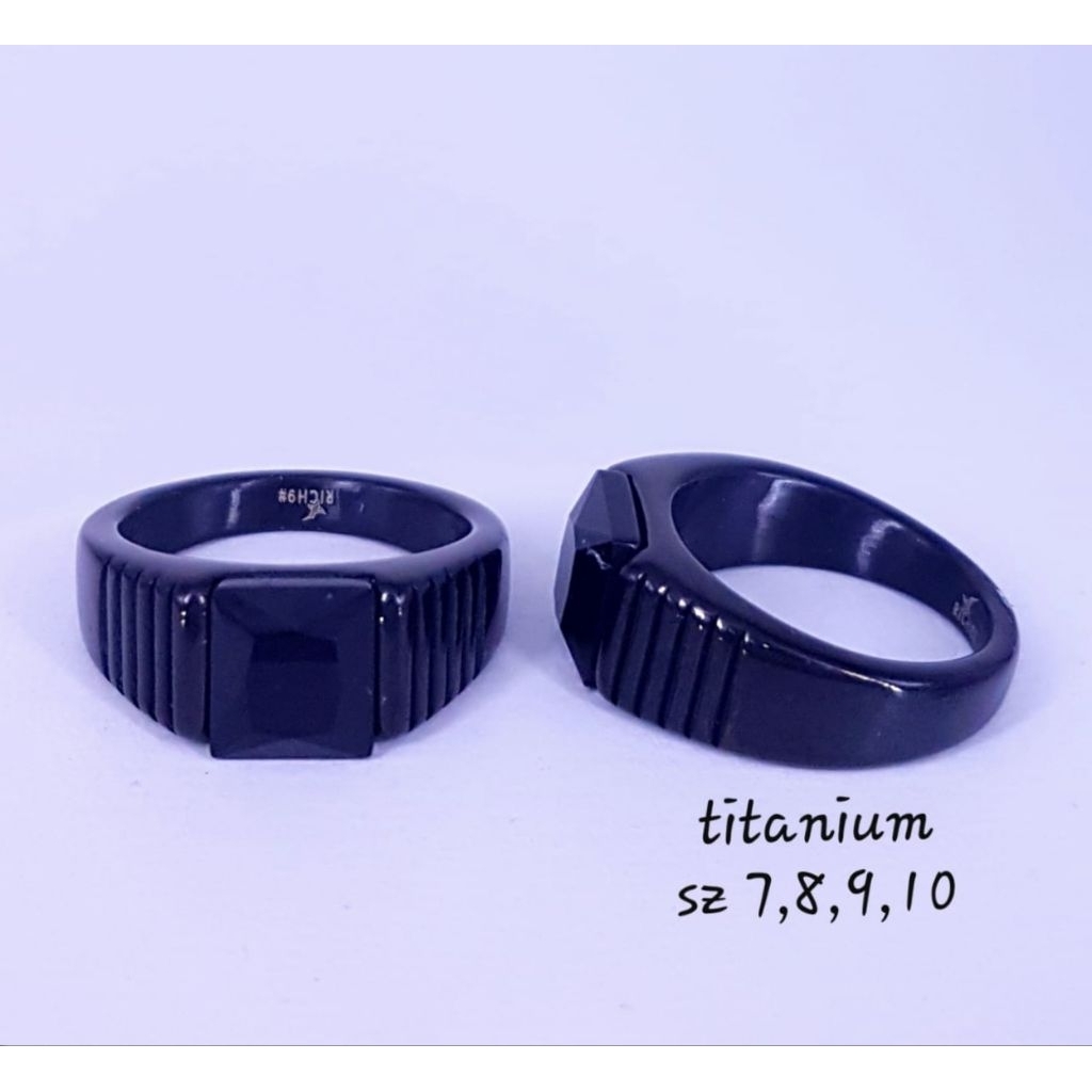 Cincin Pria Titanium Terbaru, Cincin Mata Hitam, Awet Pake Harian