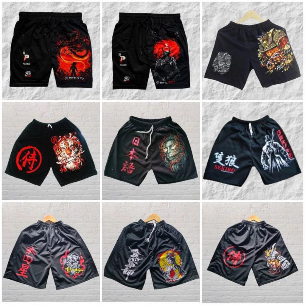 BEST SELLER  BOXER COWOK CEWEK MOTIF JEPANG KEREN | CELANA PENDEK HITAM KATUN PRIA