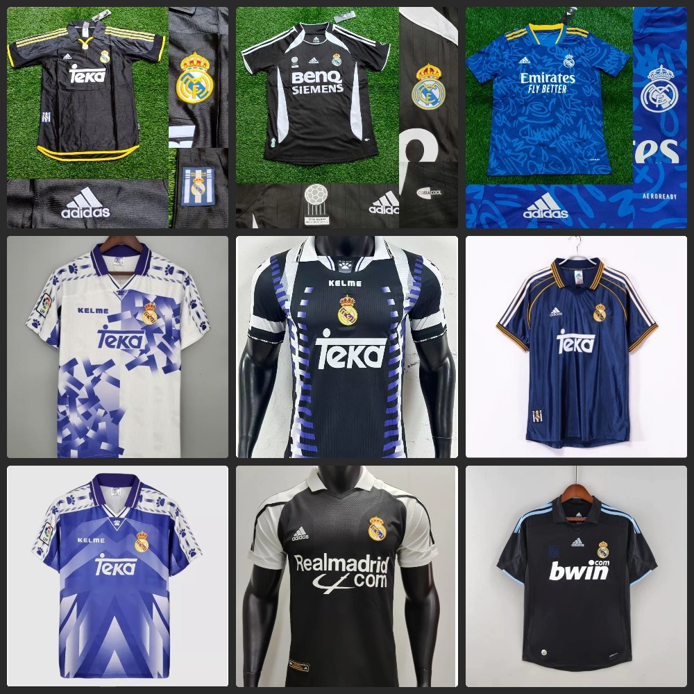 MADRID AWAY 3RD RETRO JERSEY BAJU BOLA KLASIK GRADE ORI IMPORT JUMBO XXL 2XL XXXL 3XL XXXXL 4XL