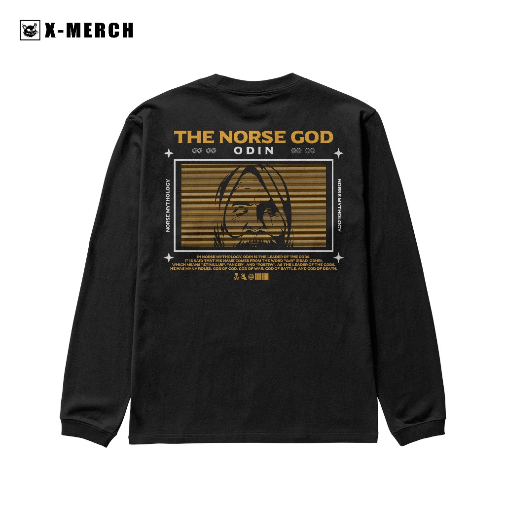X-MERCH Kaos Distro Pria - ODIN MITOLOGI NORDIK - Lengan Panjang