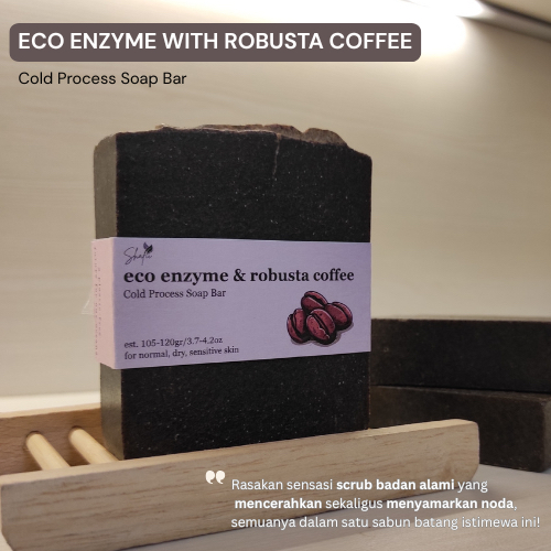 SABUN BATANG ECO ENZYME WITH ROBUSTA COFFEE Scrub Badan Alami yang Mencerahkan sekaligus Menyamarkan