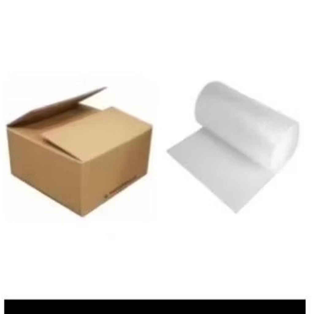 

packing kardus + bubble wrap
