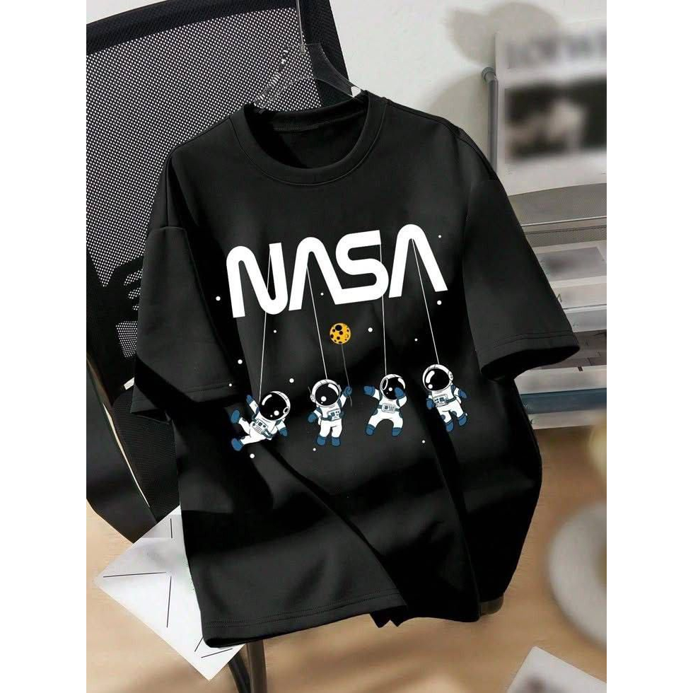 Tshirt Oversize Nasa Astronot Hype Big Size Kaos Katun Hitam Besar Nasa Astronot