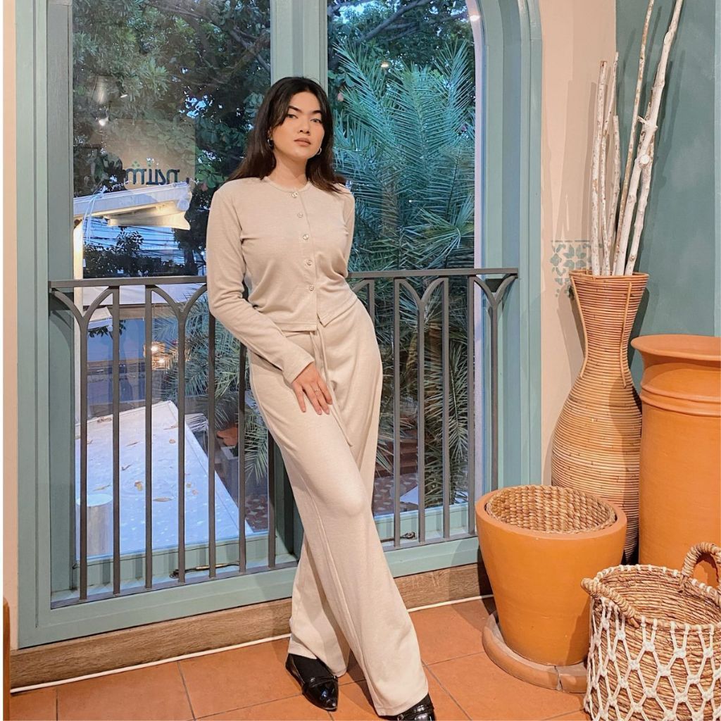 L005 KHAIRA SET | SETELAN KNIT TIFFANY WANITA LONG SLEEVE CELANA PANJANG by Oasisluxe.Collection