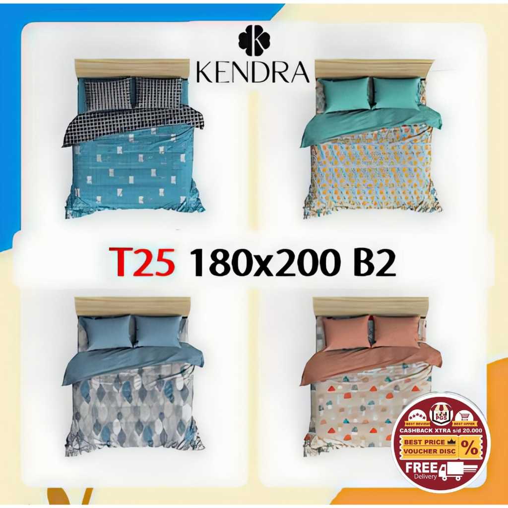 T25 Sprei KENDRA King Size uk 180x200 T25 T20 uk 180 Tinggi 25 cm K Style Motif Korea Modern Minimal