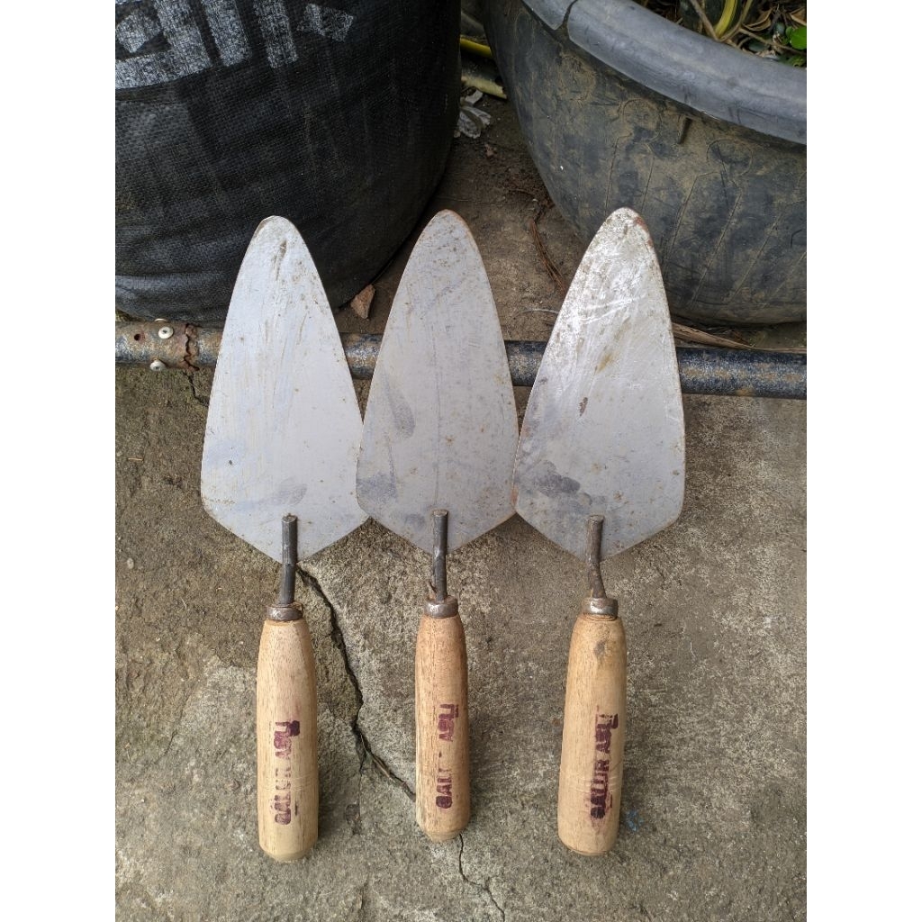 Sendok Semen Cetok Galur Asli Cetok Stainless Alat dengan Pegang Kayu Original