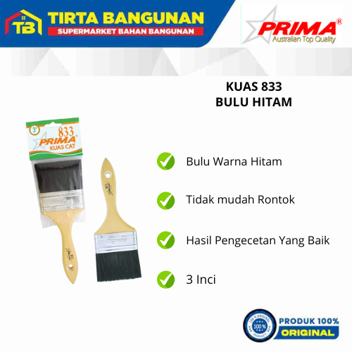 

PRIMA KUAS BULU HITAM 833 / KUAS CAT SERBAGUNA 3 INCI