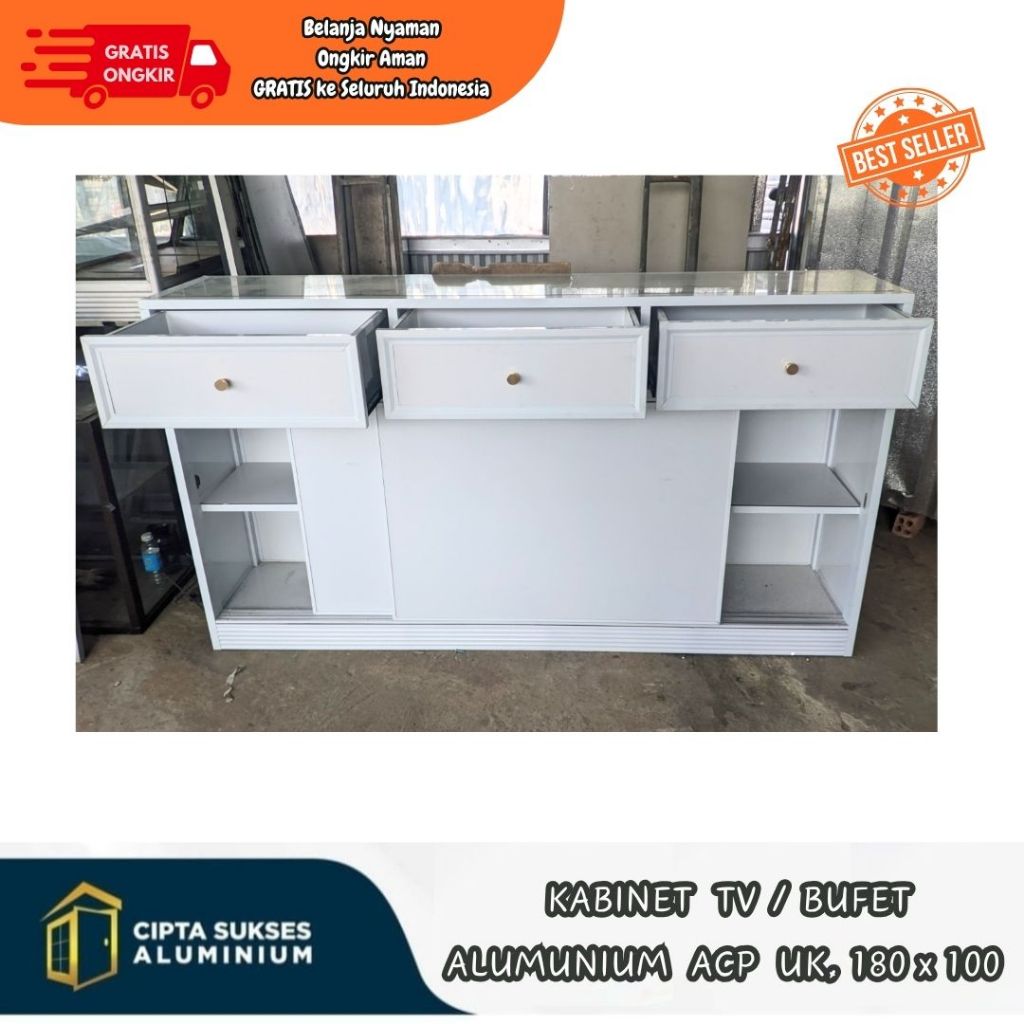 KABINET TV / BUFFET TV aluminium acp kabinet tv aluminium acp putih terbaru modern minimalis alumini