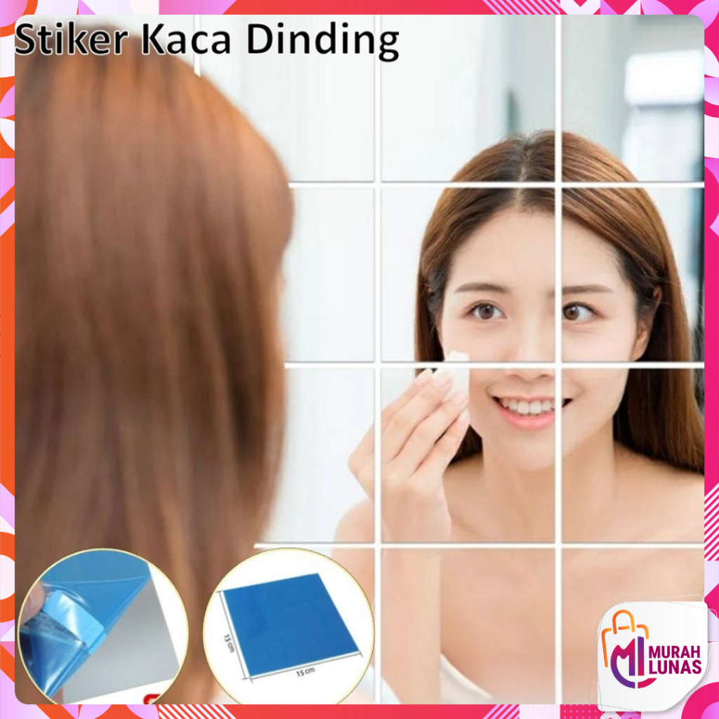 Vinyl Kaca Cermin Stiker Sticker Dinding Wallpaper Mirror - Kotak — 8