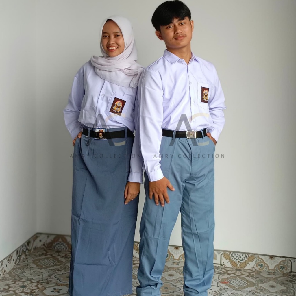 Baju Seragam SMA Lengan Panjang Putih GS | Kemeja Sekolah SMA Katun Pria Wanita By Amrycollection