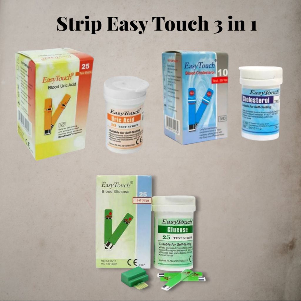 STRIP EASY TOUCH || GULA DARAH @ 25 PCS || ASAM URAT @ 25 PCS || KOLESTEROL @ 10 PCS