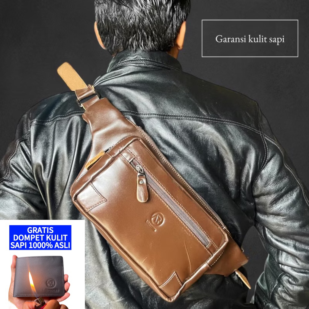 TAS Pria DADA WAITSBAG KULIT CRAZY HORSE ORIGINAL FULL KULIT Sapi Asli original