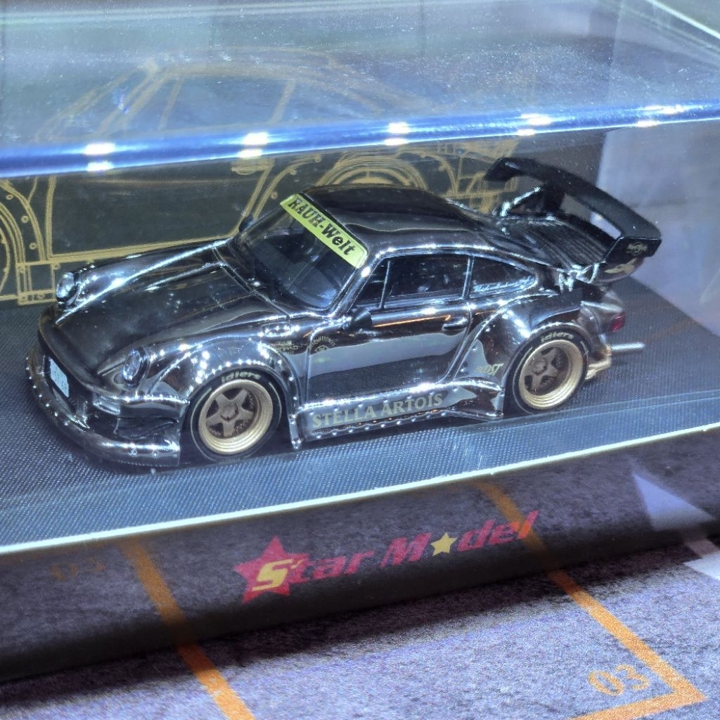 Star Model 1/64 Porsche RWB 930 GT Wing Stella Artois Black Chrome