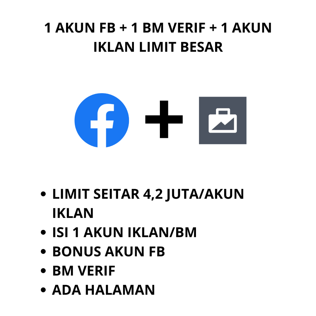 Akun FB + BM VERIF + AKUN IKLAN LIMIT BESAR