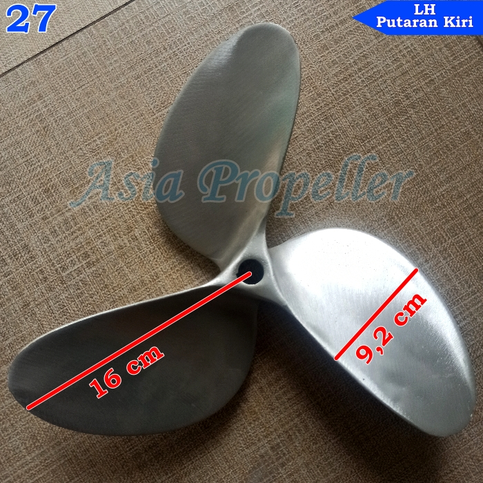 Propeller baling baling Perahu kapal Aluminium no. 27 Putaran Kiri LH 3 Daun - Asia Propeller