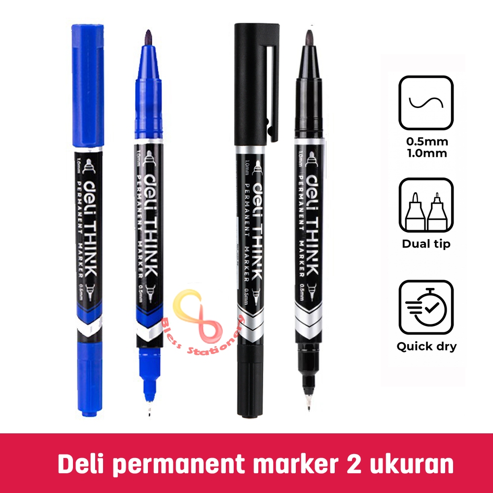 

Deli Spidol permanen 0.5mm & 1.0mm Permanent marker 2 ukuran