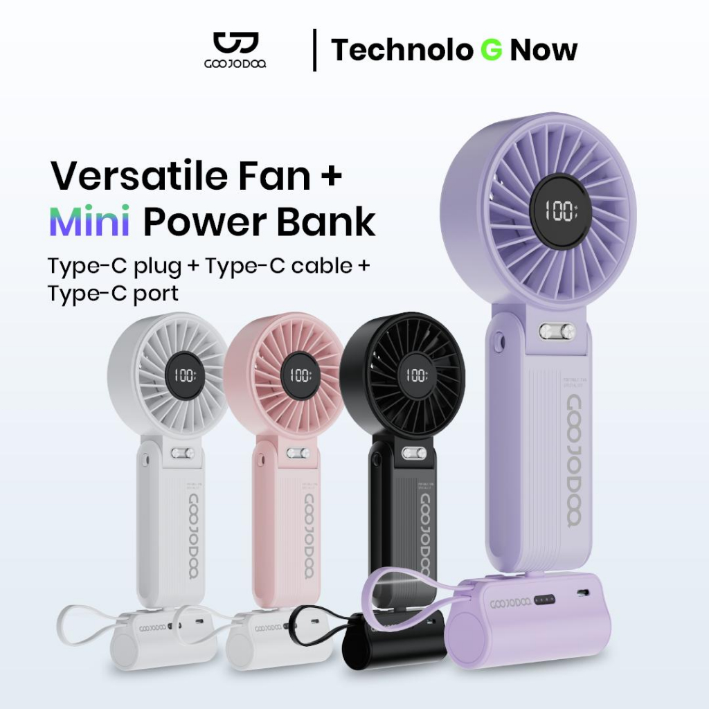 Goojodoq Mini kipas angin Kipas Lipat Portable Digital Display High-speed Turbo kipas tangan 4000mAh