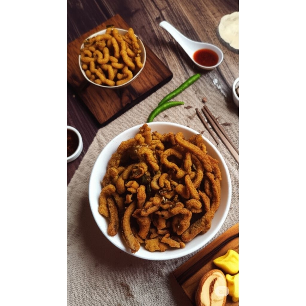 

Keripik Usus Pedas Daun Jeruk 250gr Kripsus Goreng Spicy