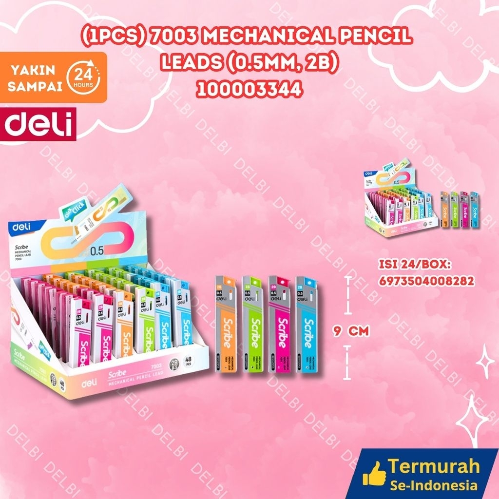 

(1PCS) 7003 Mechanical Pencil Leads (0.5mm, 2B) DELI 0.5 PENSIL ABADI CETEK KNOCK BX1152