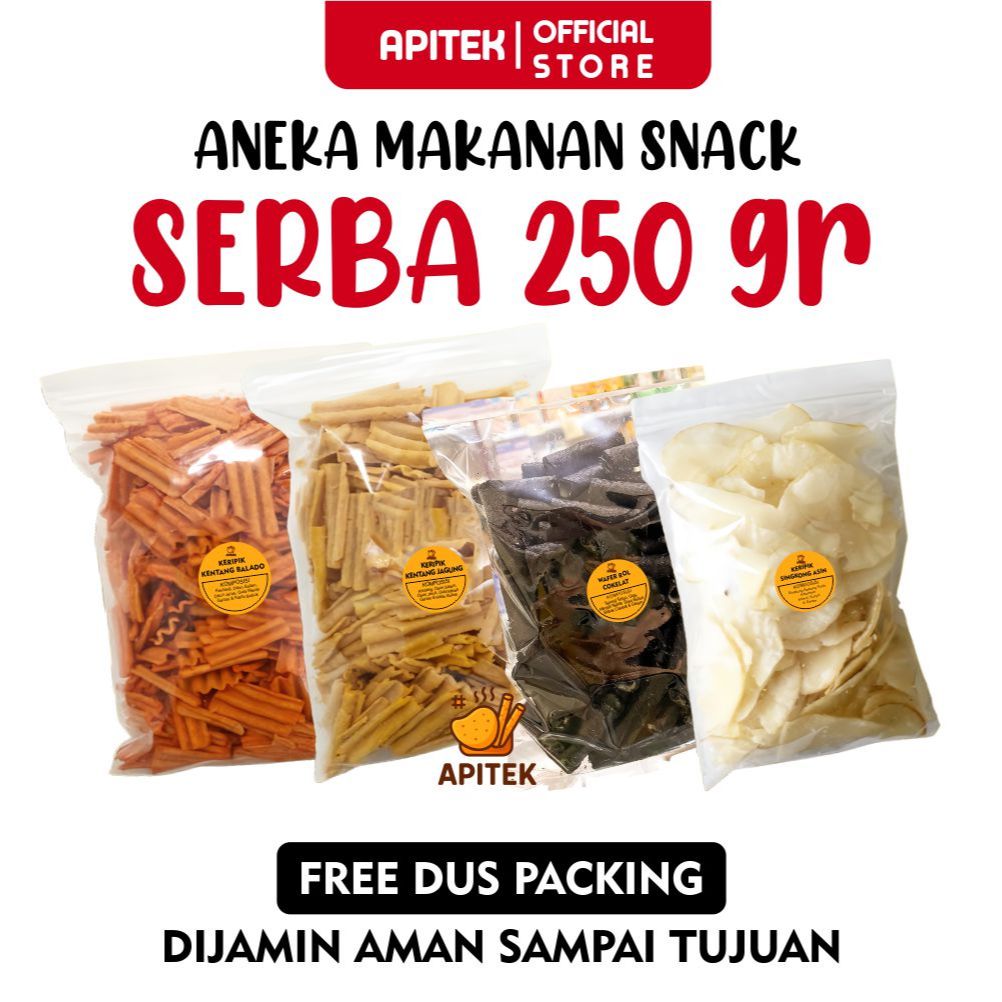 

Apitek Serbu Serba 250 Gram Snack Camilan Terlengkap Pedas Manis Gurih Snack Makaroni Food Snack