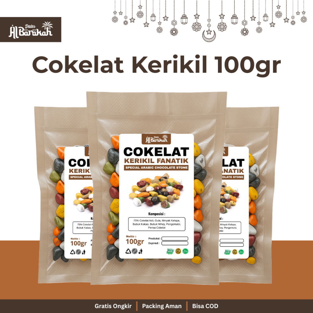 

Cokelat Kerikil Fanatik Special Arabic Chocolate Stone Coklat Arab Kemasan 100gr