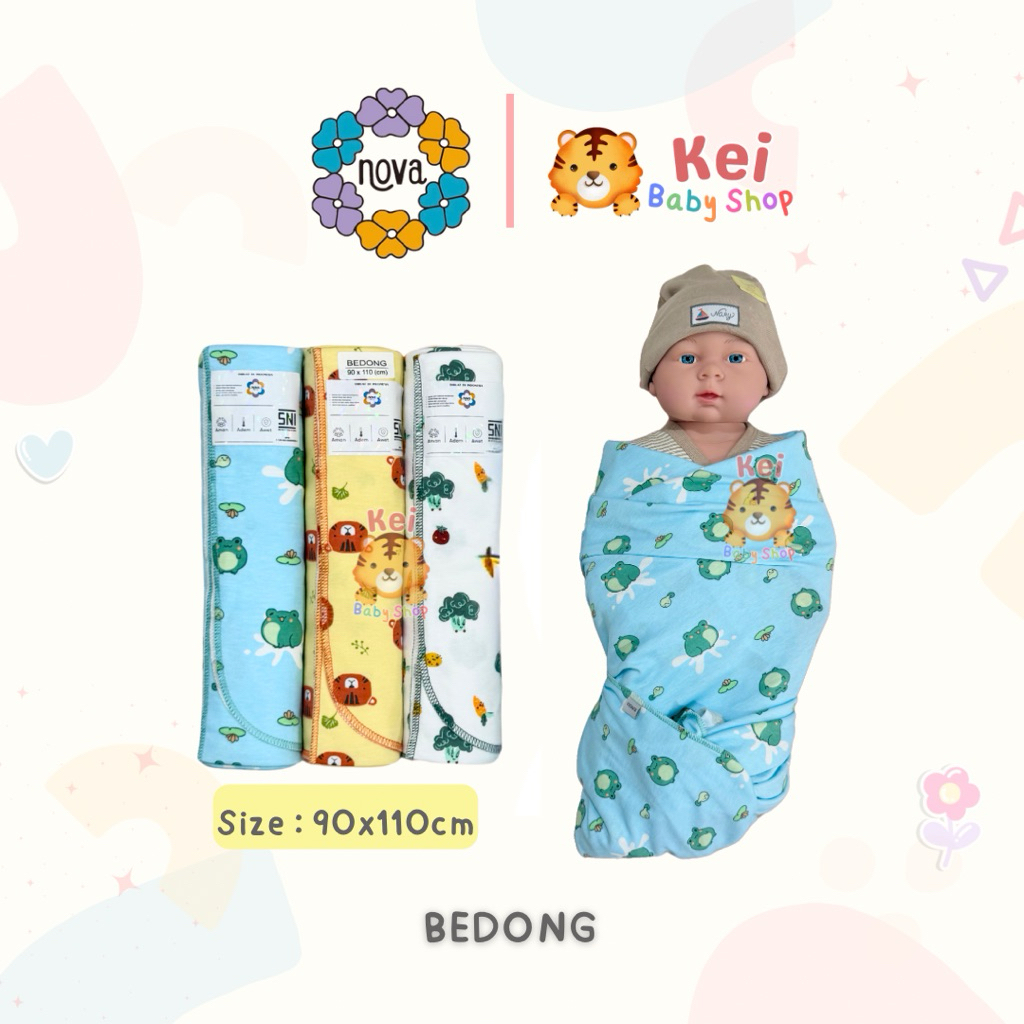 Bedong Bayi Newborn Lembut Nova - Newborn Swaddle Nova Polos Karakter